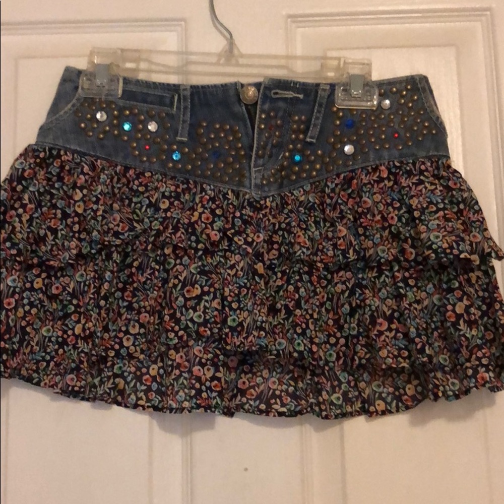 Original denim/ruffle skirt